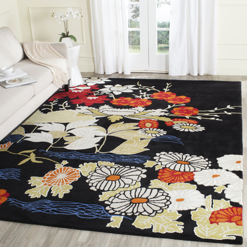 Tapis floral en laine touffeté à la main Mccullough, Rectangle 8 pi x 10 pi