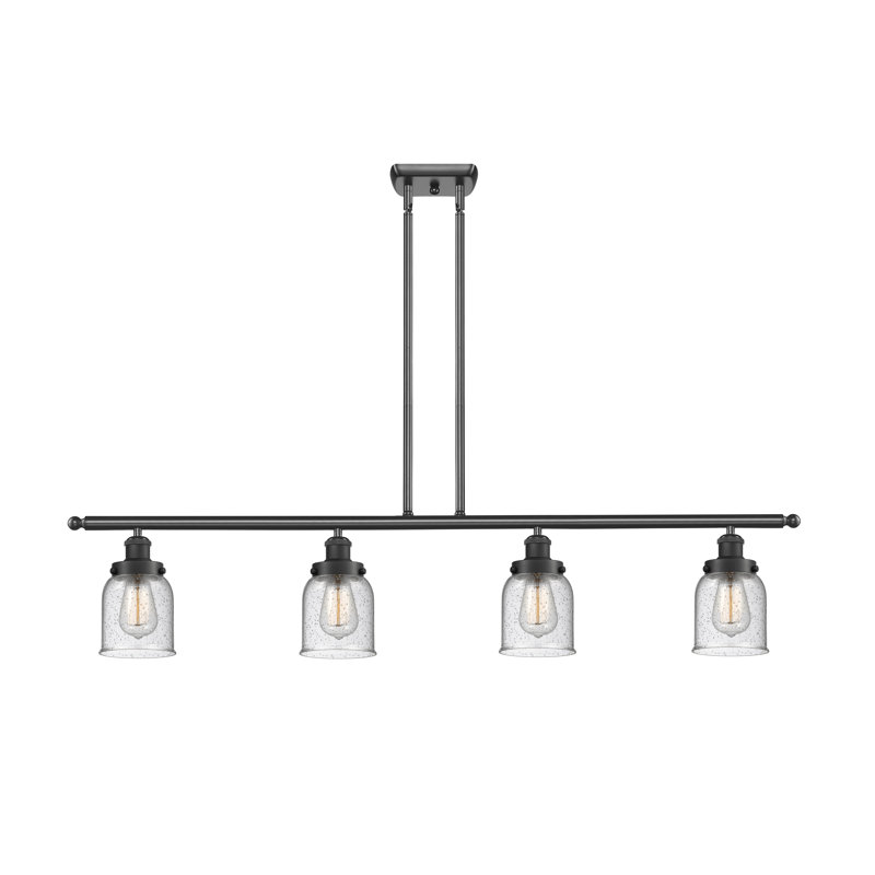 Luminaire suspendu pour îlot de cuisine 4 lumières Clara, Noir mat, Ampoule non incluse, Grainé