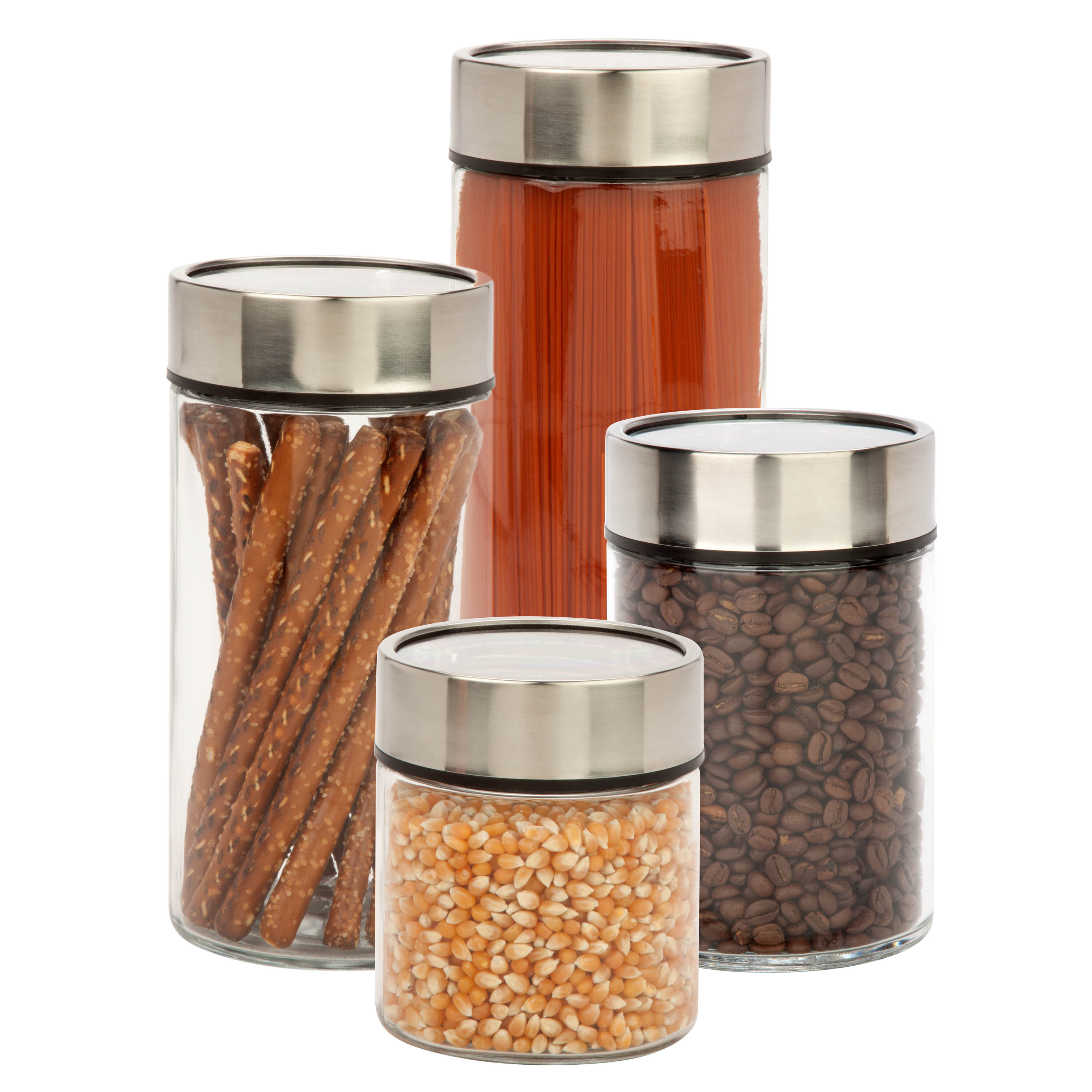 4pc Square Canister Sets for Kitchen Counter or Bathroom + Labels