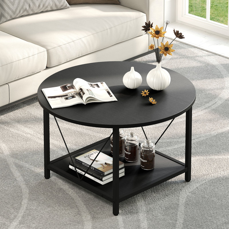 Bertran 4 Legs Coffee Table with Storage, Black, Dark Brown