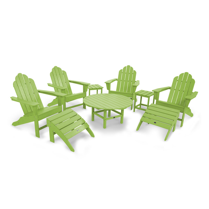 Ensemble de conversation 9 pièces POLYWOOD Long Island Adirondack, Limette