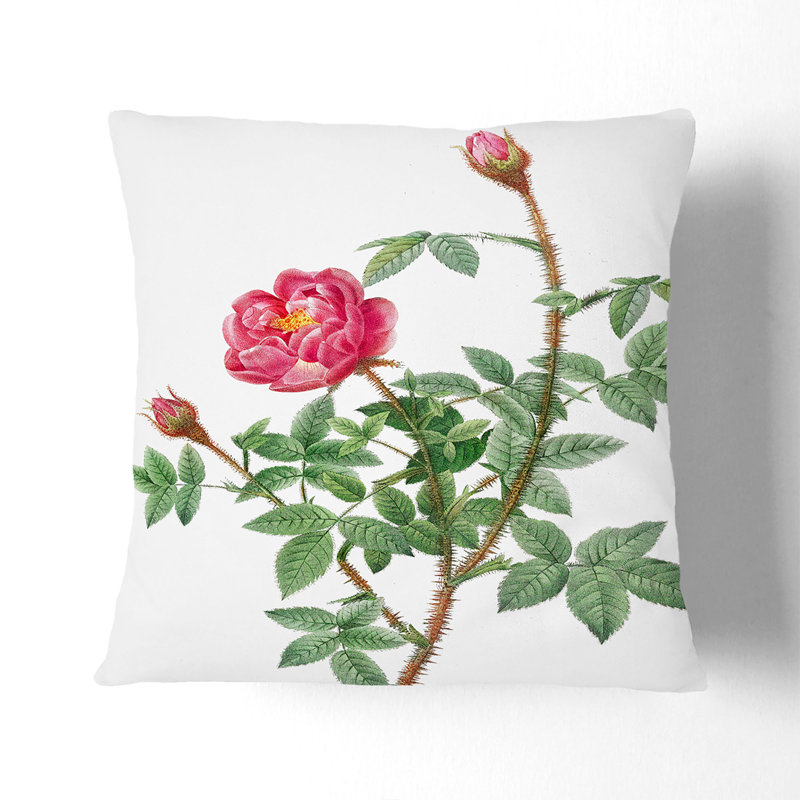 Floral Square Throw Cushion, 55cm H x 55cm W x 20cm D, White