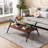 Rectangle Coffee Table With Tempered Glass Top And Black Metal Legs, Modern Table For Living Room , Transparent Glass-541155653-541155649