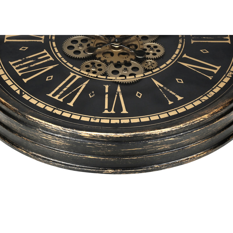 Horloge, 24 po, mécanisme d'engrenage, horloge murale, brun, transitionnel