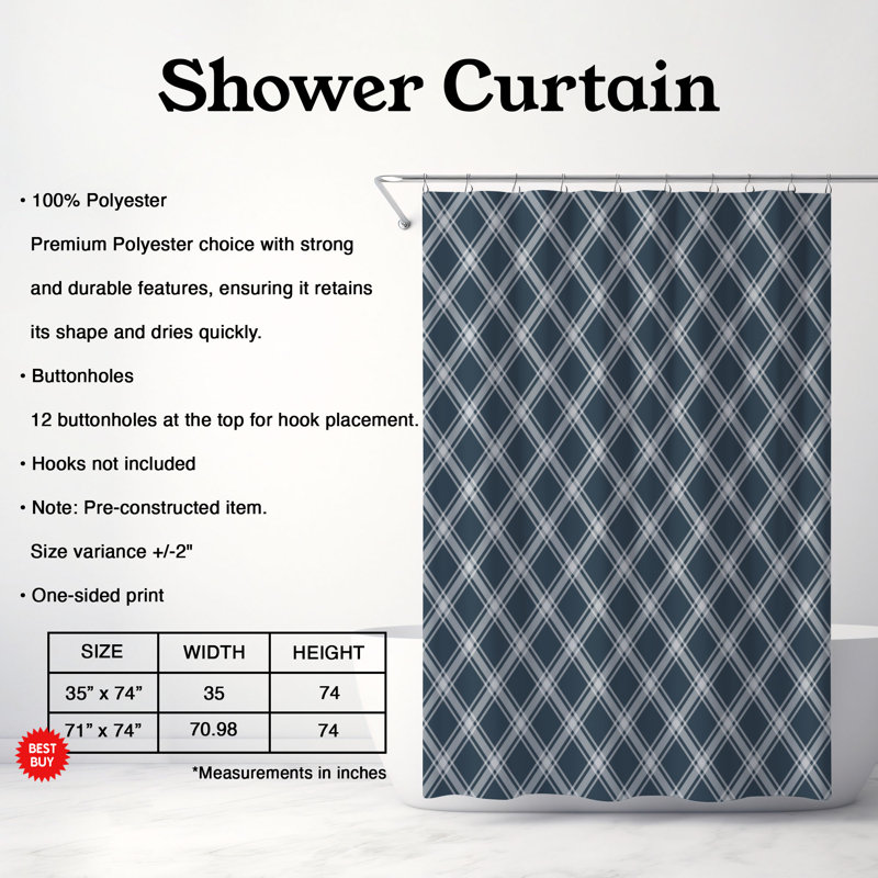 Rideau de douche Premium, H 74 po x l 71 po, Taupe, nature, élégance