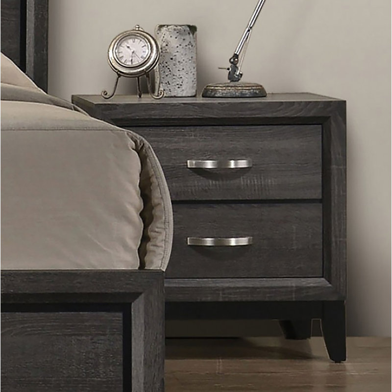 Table de chevet 2 tiroirs Yashin, Gris