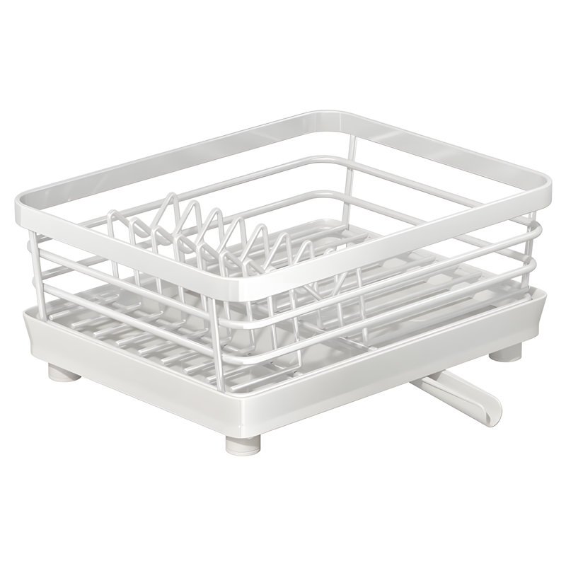 Range-plats de cuisine polyvalent - égouttoir, porte-ustensiles, support de séchage et panier de rangement, Blanc