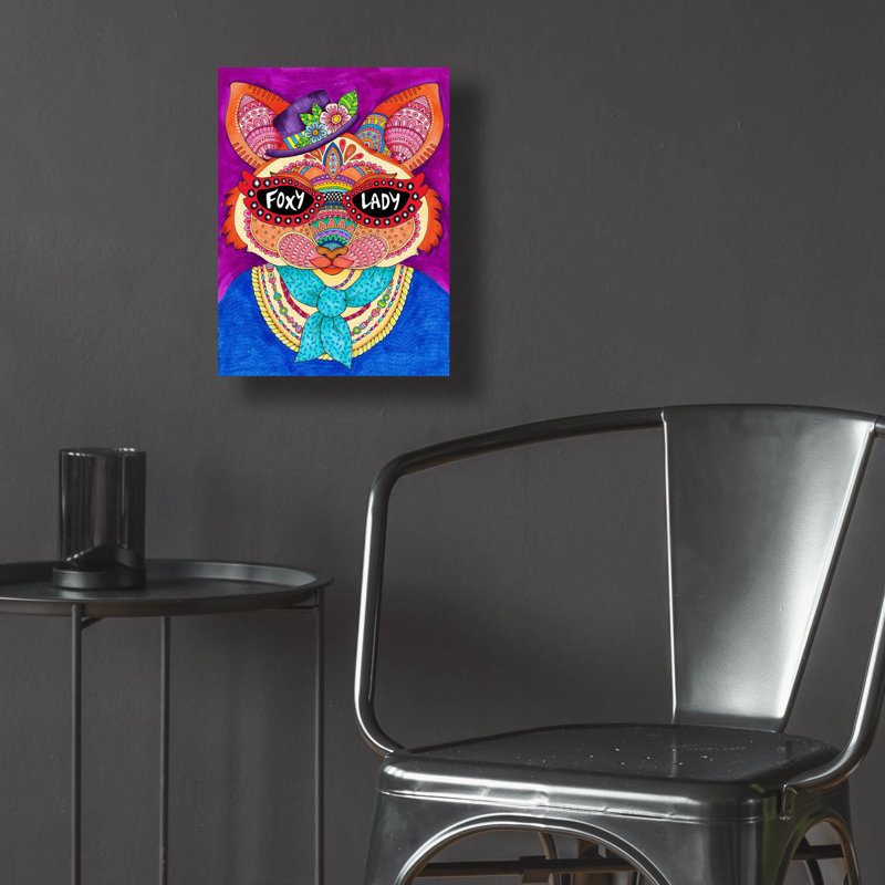 Art mural en verre «Foxy Lady» par Hello Angel, H 16 po x l 12 po x P 0,13 po