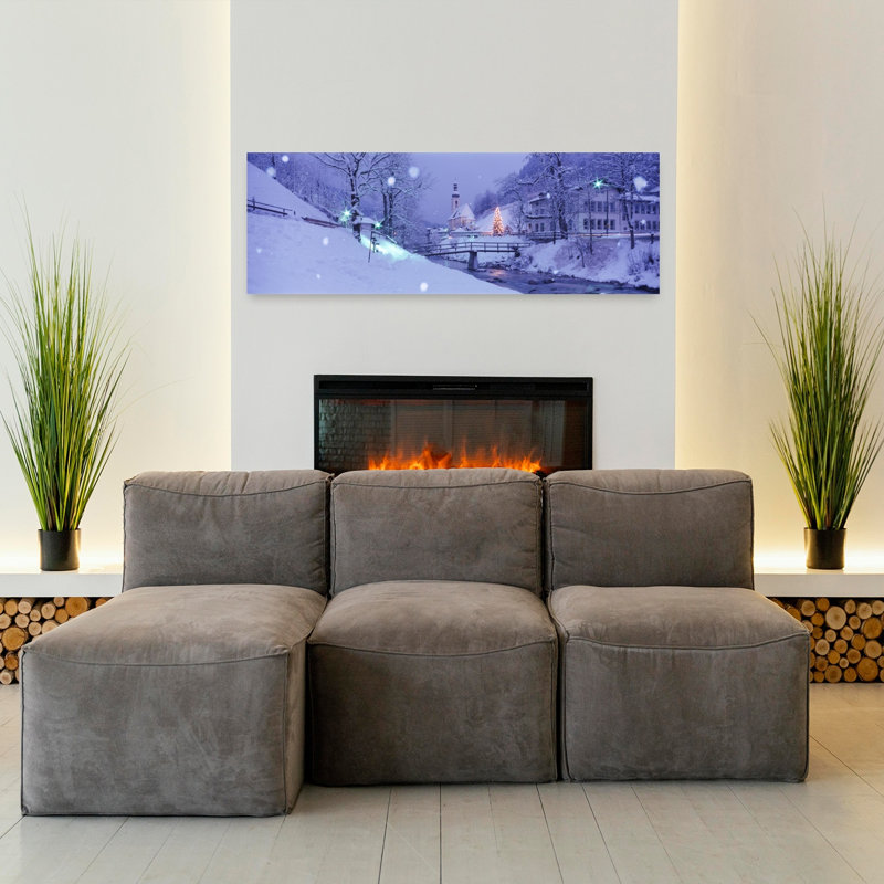 Hiver Ramsau, Allemagne, art abstrait contemporain, H 16 po x l 48 po