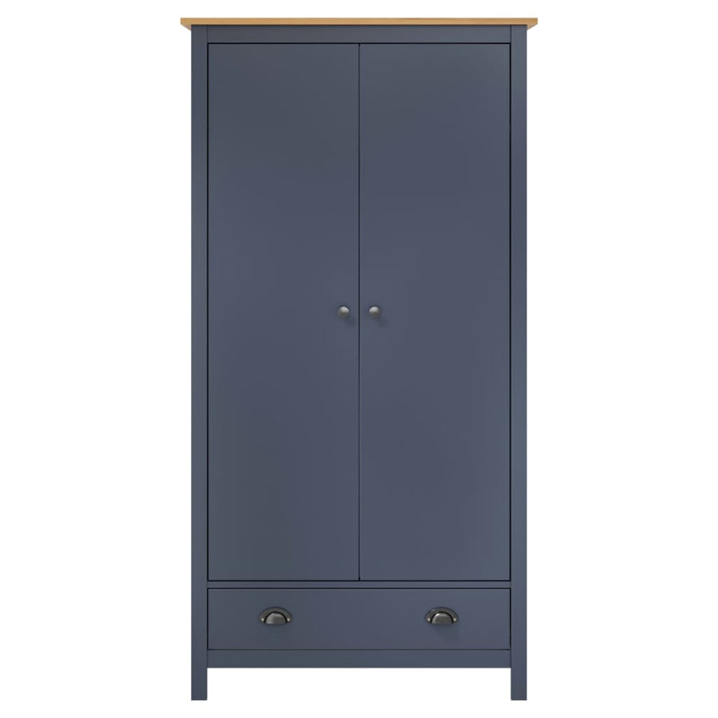 Funkhouser 2 Door Solid Wood Wardrobe, Grey