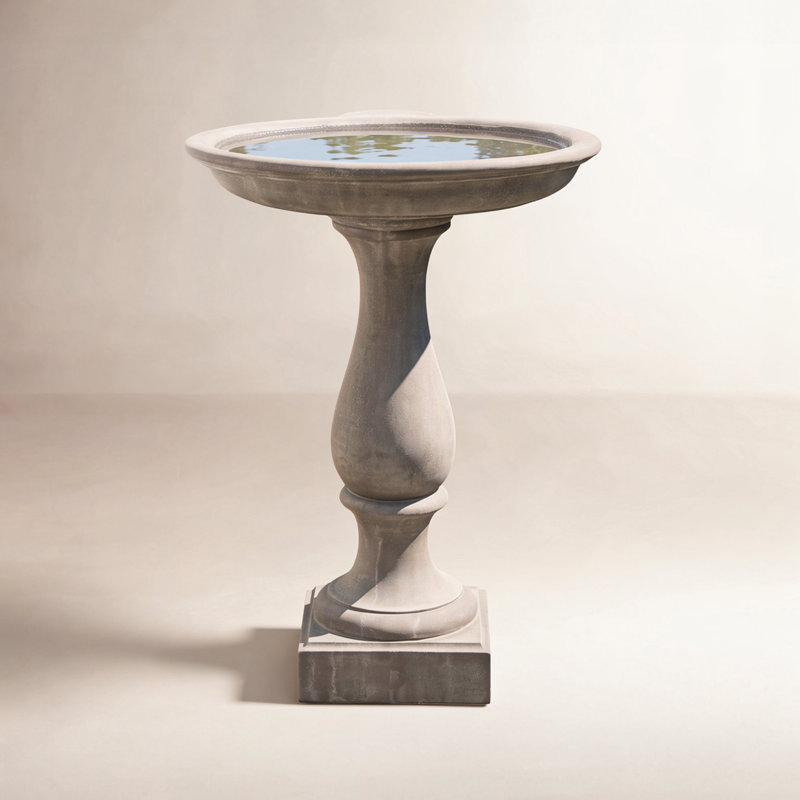 Connerton Concrete Pedestal Birdbath, Natural