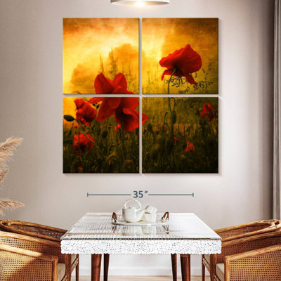 Coquelicots rouges au coucher du soleil