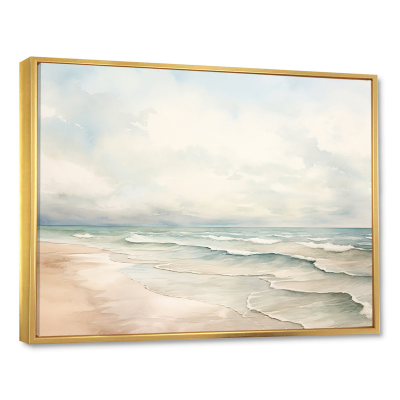 «Pieper - Coastal Minimalisme», reproduction d'art sur toile encadrée, H 30 po x l 40 po x P 1,5 po, Cadre flottant doré
