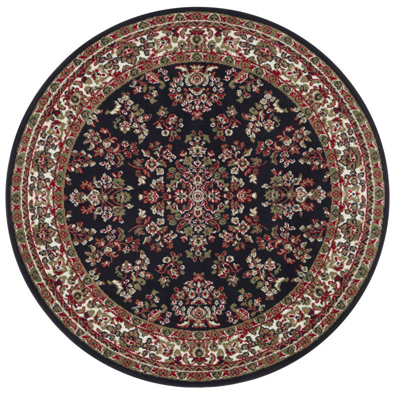 Zabul Tufted Black/Beige/Red Rug, Round 140cm