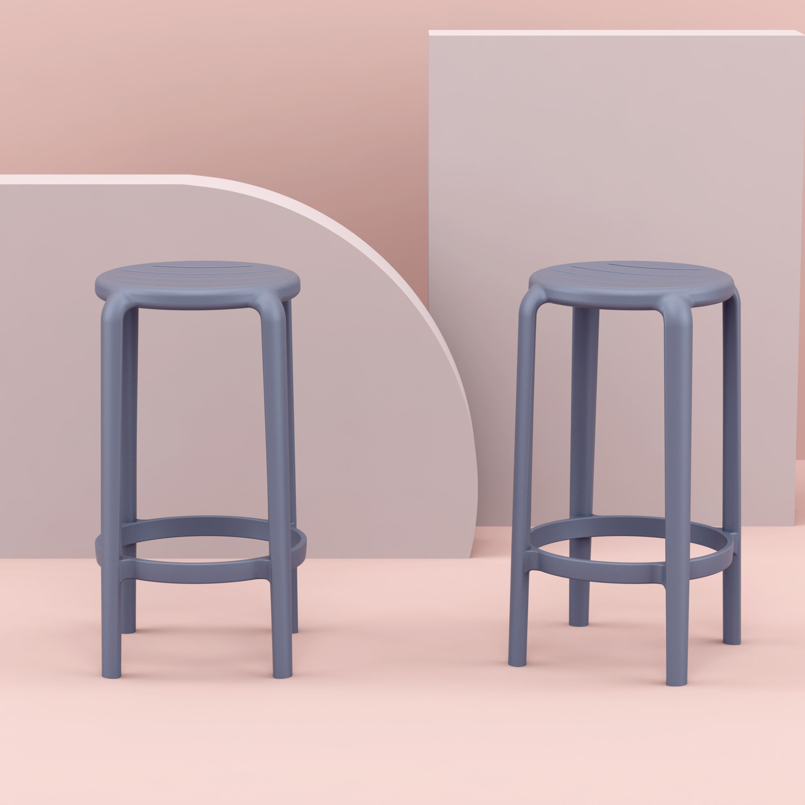 Awan Backless Outdoor Bar Stool, 25.75", Dark Gray