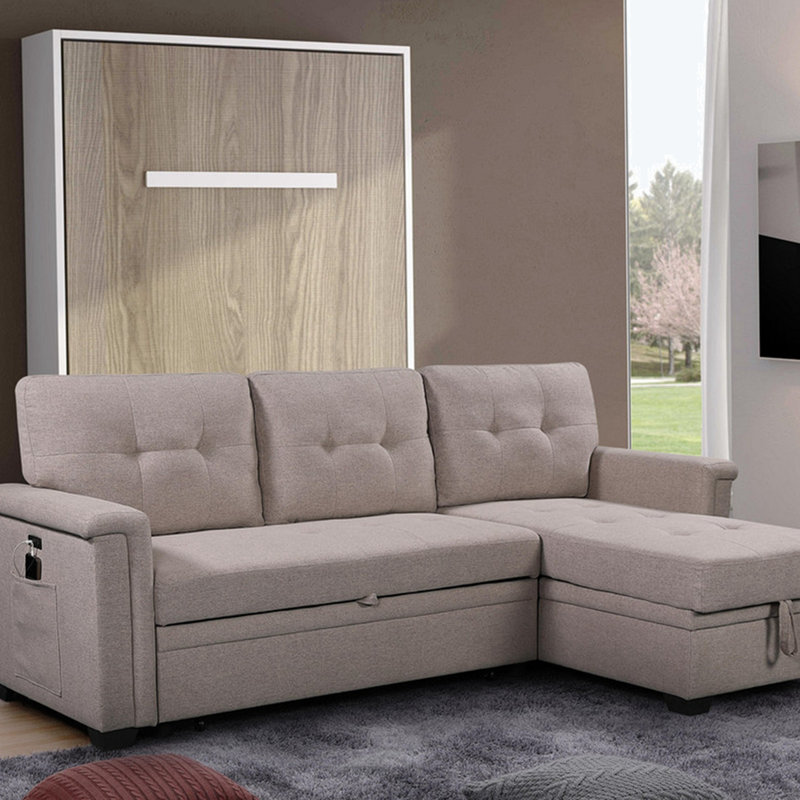 Mulaykah Upholstered Sectional, Light Gray Linen