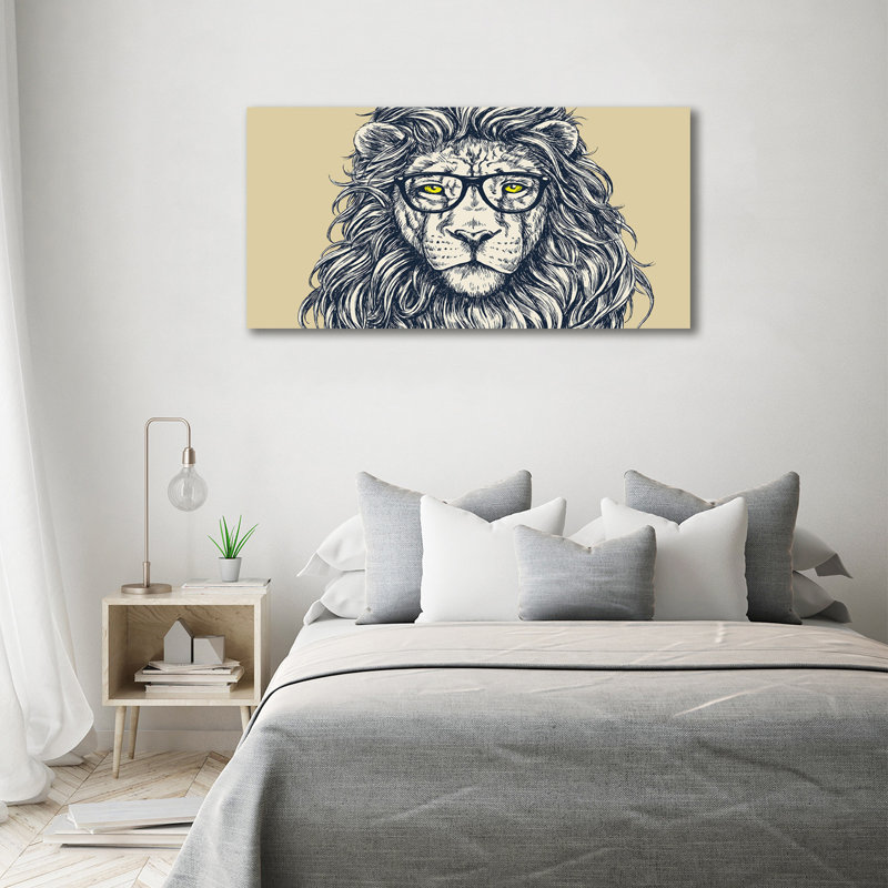 Lion Hipster - No Frame Print on Canvas