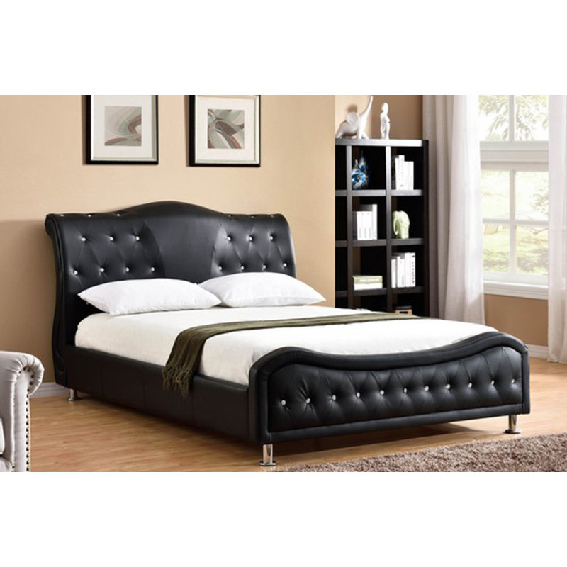 Lit plateforme tapissier, Noir, Très grand