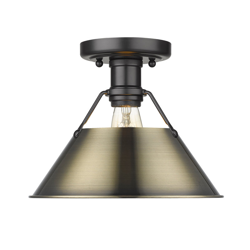 Plafonnier encastré à une lumière de 10 po Weatherford, Laiton vieilli, Noir mat