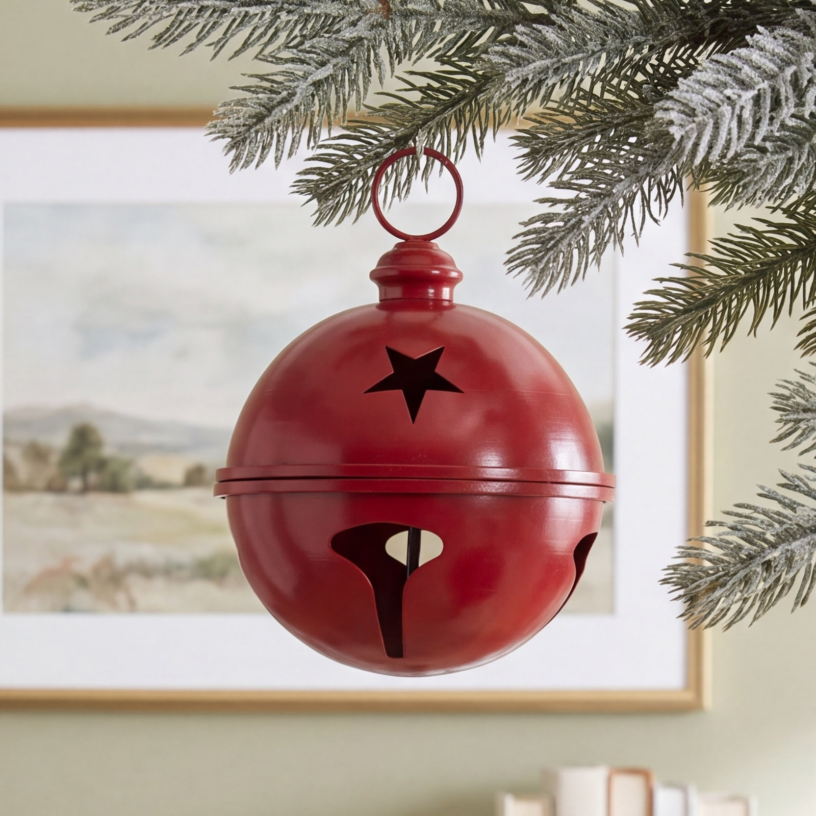Bell Ornament., 10" H x 10" W x 10" D, Red