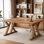 Bureau de direction 63 po en bois massif, grand bureau à domicile en bois Farmhouse