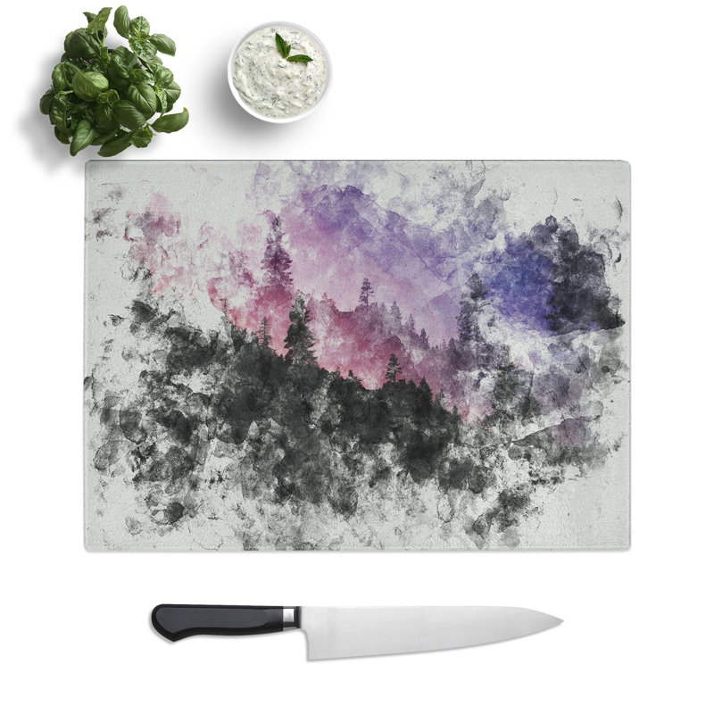 Forest Watercolour Chopping Board, 0.4cm H x 28.5cm W x 39cm L