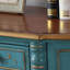 Buffet décoratif rustique en bois peint semi-circulaire