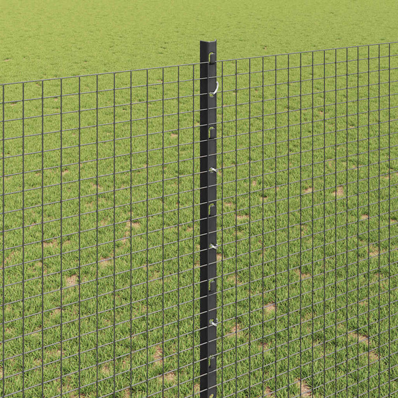 Vidaxl Fence With Posts Steel, Grey, 140cm H x 1000cm W x 2.7cm D