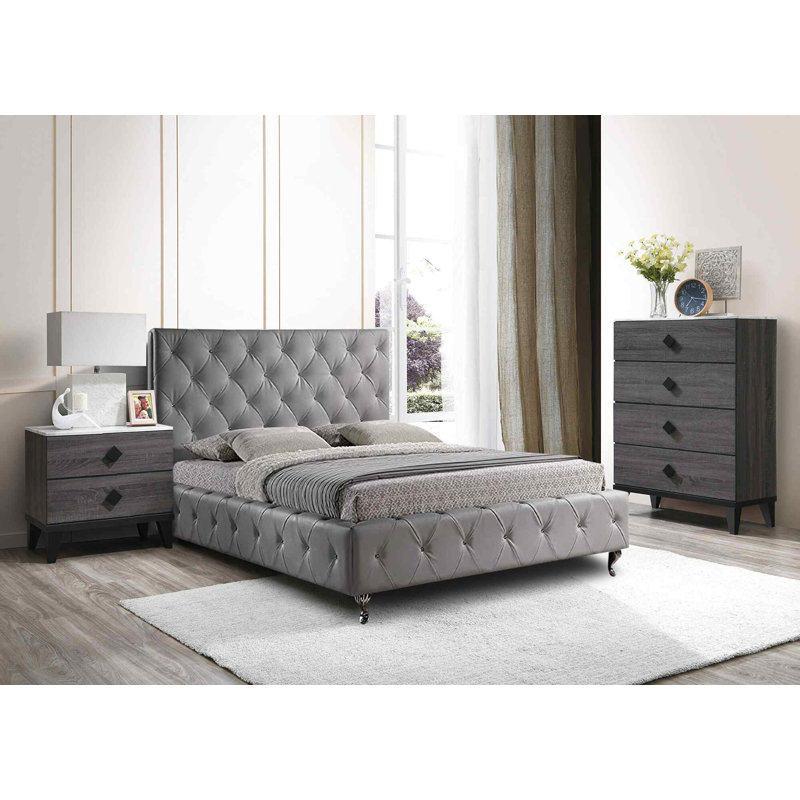 Upholstered Bed, Kingsize (5'), Grey