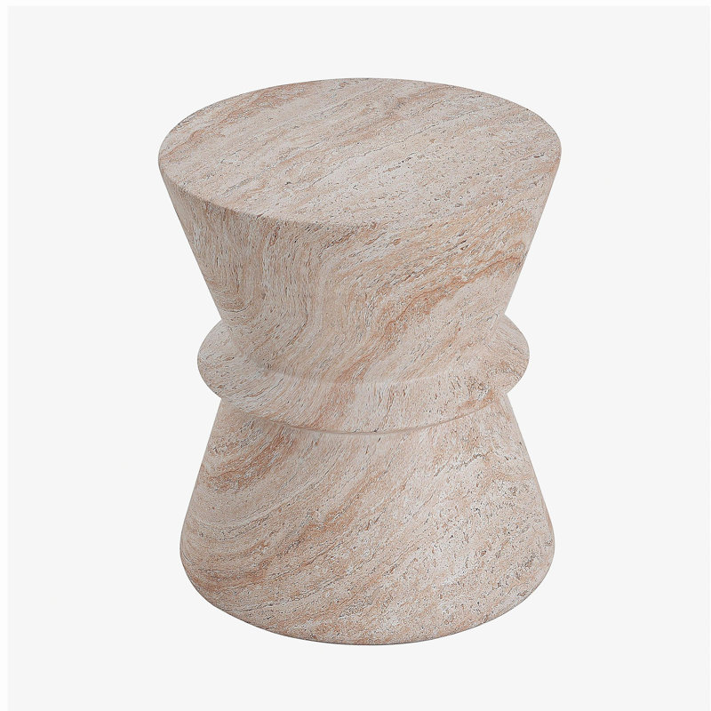 Table d'appoint d'extérieur / d'intérieur en béton léger, finition travertin