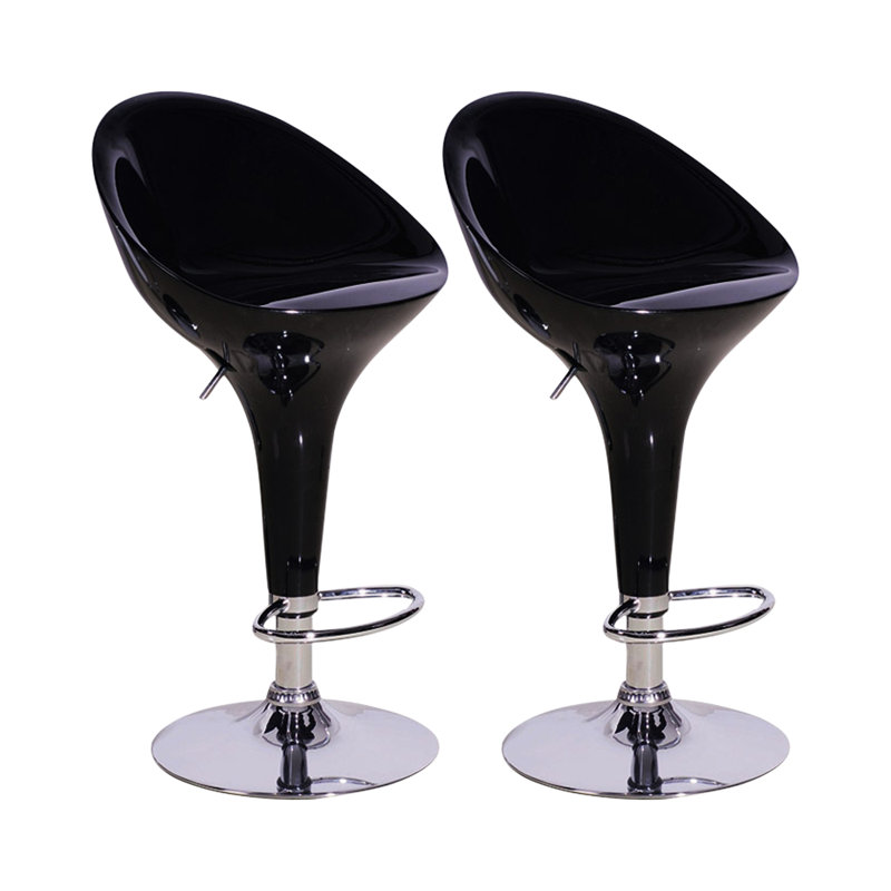 Huston Swivel Adjustable Height Counter Stool with Metal Frame, Chrome/Black