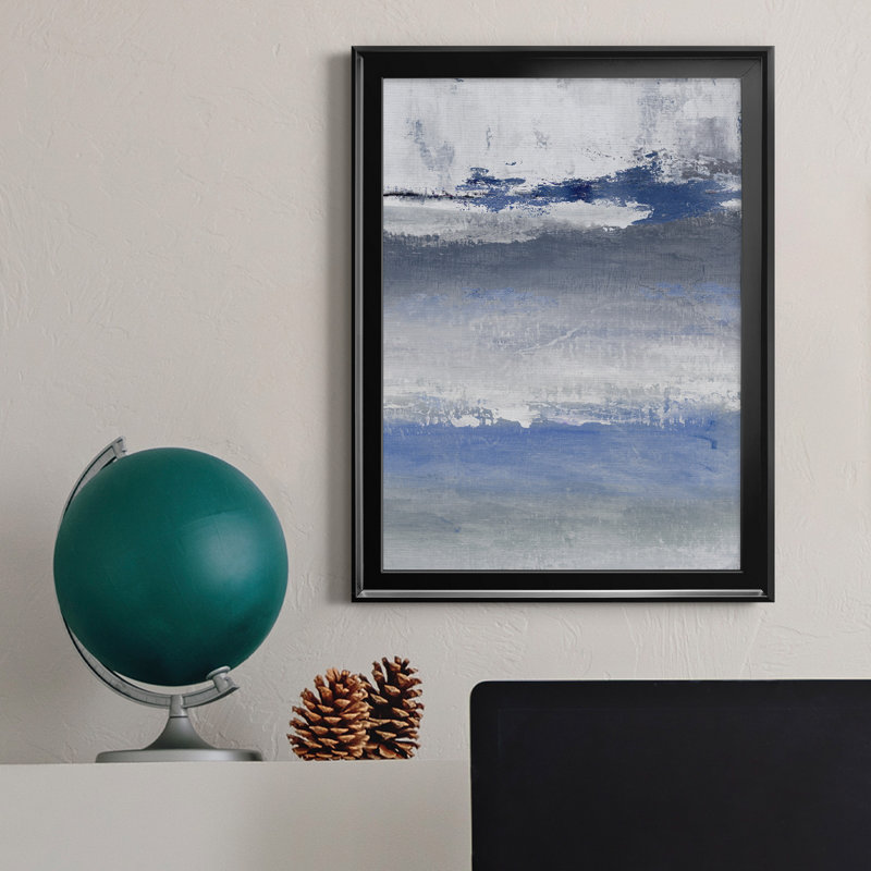 «Soft Solace Indigo», peinture sur toile encadrée, H 18,5 po x l 24,5 po x P 1,5 po, Noir