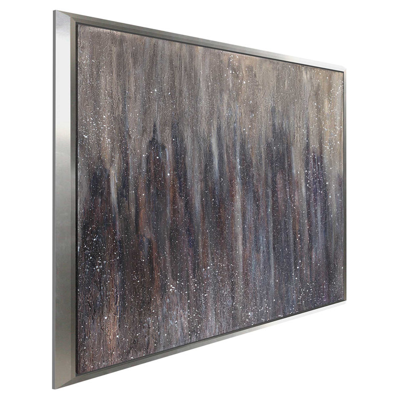 «Downtown Blizzard», reproduction de peinture acrylique sur toile, H 21,5 po x l 21,5 po x P 2 po, Cadre flottant argent