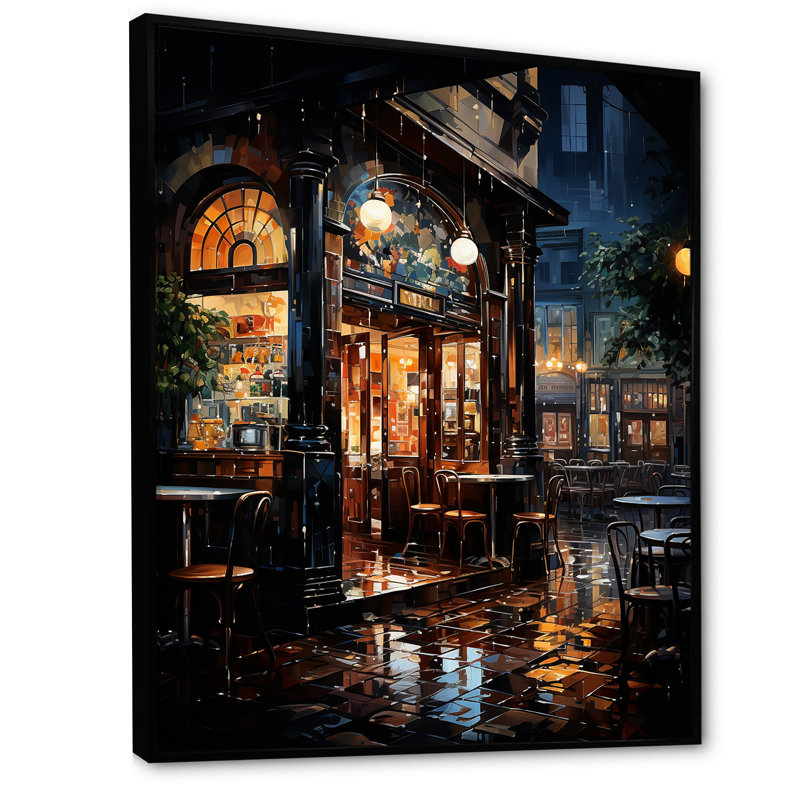 Night Jazz Serenade 5 - Jukeboxes, art mural, Cadre flottant noir, H 32 po x l 24 po x P 1 po