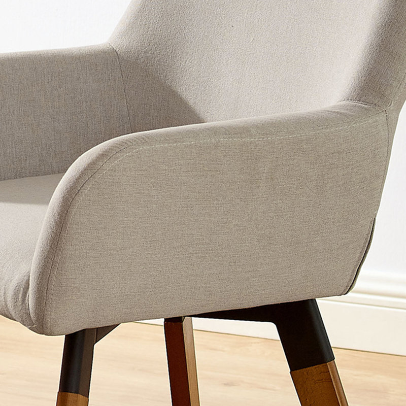 Rayshawn 22.83" W Linen Swivel Dining Chair, Off White Linen