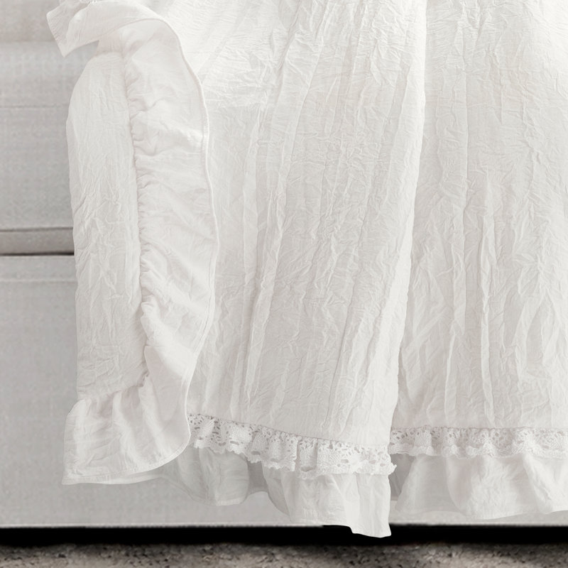 Lush Decor Ella Ruffle Lace Throw Blanket, White