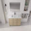 Meuble-lavabo autoportant 48 po avec lavabo en résine et 3 portes d'armoire à fermeture en douceur, contreplaqué, chêne Dune
