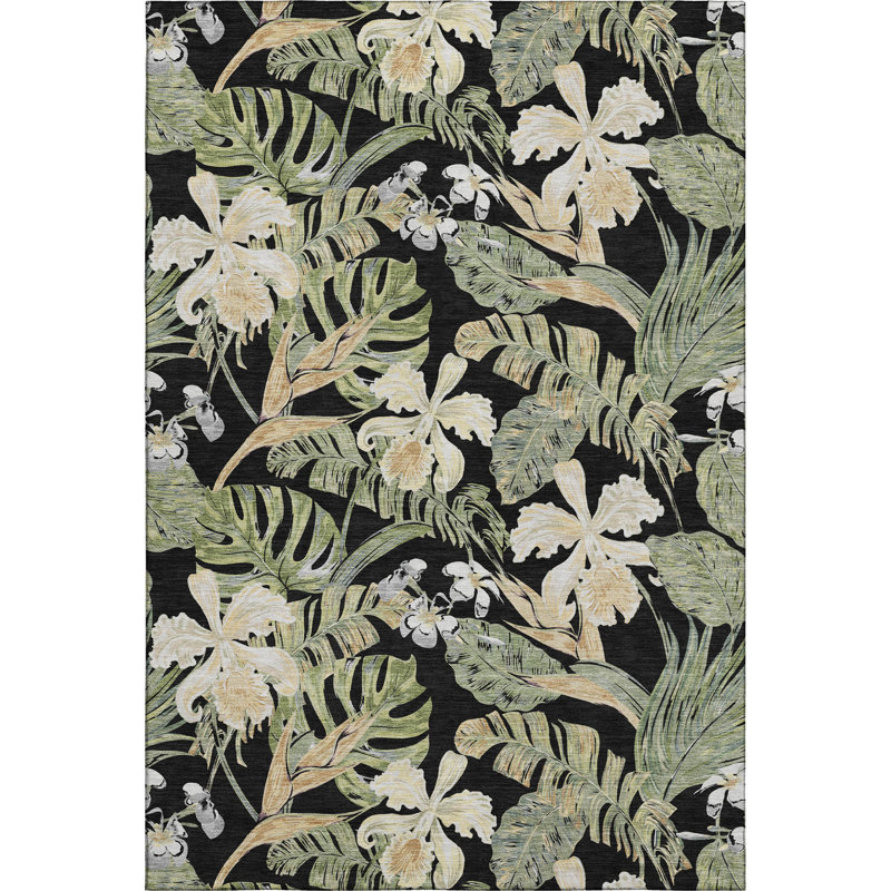 Premium Machine Washable Varroville AMF1708 Floral Rug, Rectangle 10' x 14'