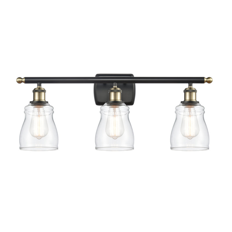 Éclairage pour salle de bain 3 lumières Mccarver, Blanc, Ampoule DEL 6 watts Vinage, Laiton antique noir