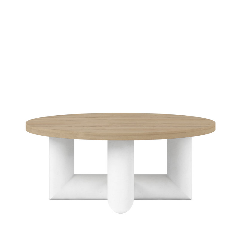 Garrison 42" Round Washed Oak Wood Cocktail Table