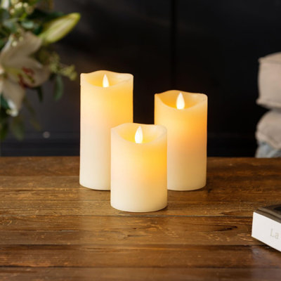 Flameless LED Candles Battery Operated Real Wax Flickering Flame Set of 3