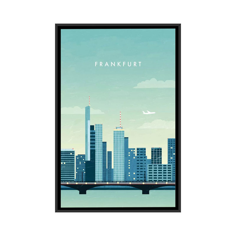 « francfort », impression sur toile, H 26 po x l 18 po x P 1,5 po, Toile encadrée noire, Pas de tapis