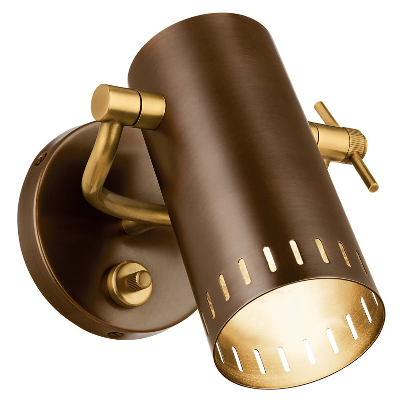 Ruehl 7.25-inch 1-Light Adjustable Wall Sconce in Lacquered Bronze with Lacquered Brass Accents, Lacquered Bronze