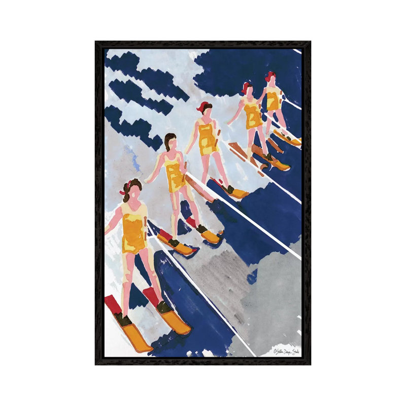Water Ski Show I - Painting on Canvas, Black Floater Framed, 66.04cm H x 45.72cm W x 3.81cm D