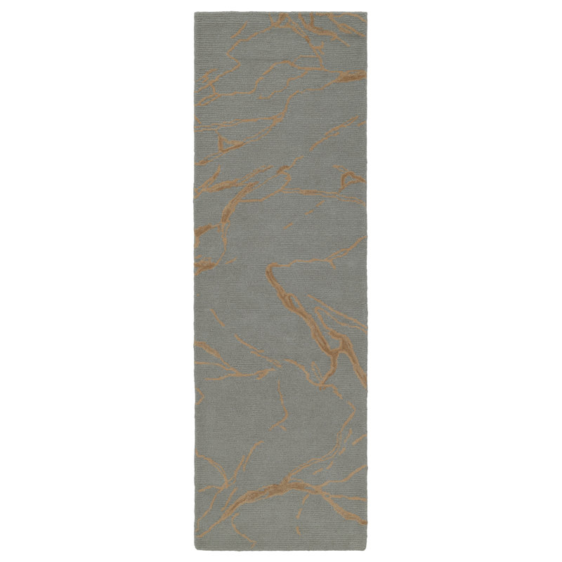 Dannie Ada Hand-Tufted Wool Abstract Area Rug, Runner 2'6" x 8', Blue
