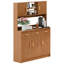 Armoire de rangement pour garde-manger de cuisine, huche autoportante avec armoire à buffet, garde-manger utilitaire avec support pour micro-ondes, grand buffet mural à 3 tiroirs, 5 portes et tablettes ouvertes