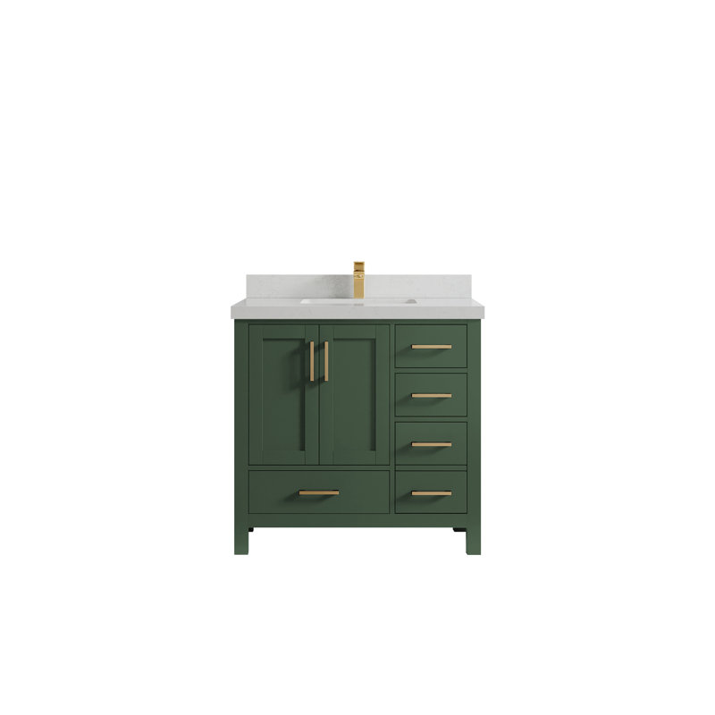 Ensemble de meuble-lavabo simple 36 po Malibu, Quartz de Carrare