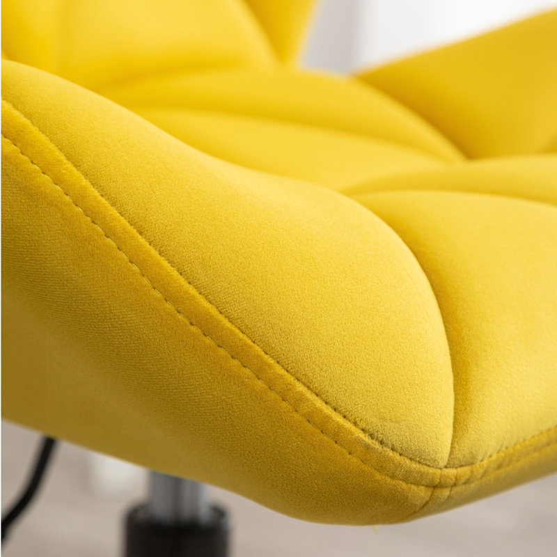 Tufted Adjustable Swivel Office Chair, Yellow