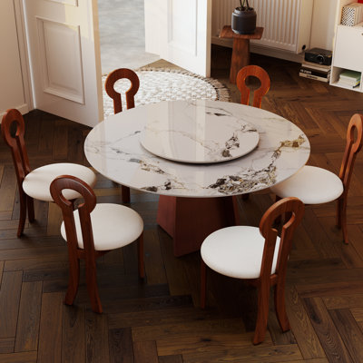 7 - Piece Stone Top Pedestal Dining Set by Brayden Studio