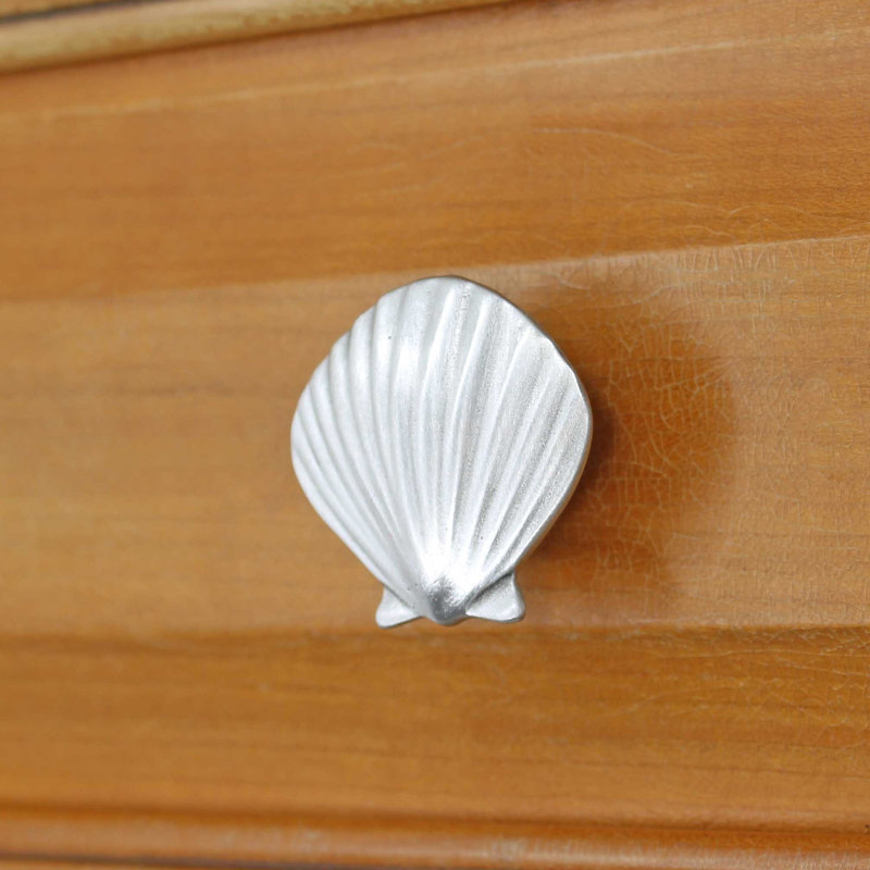 1 1/2" Seashell Knob, Brushed Nickel, 2" L x 2" W, 1